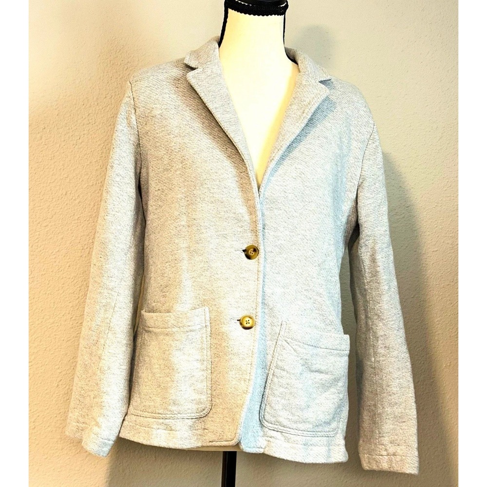 Faherty Inlet Knit Blazer M Heather Grey Organic Cotton Jacket